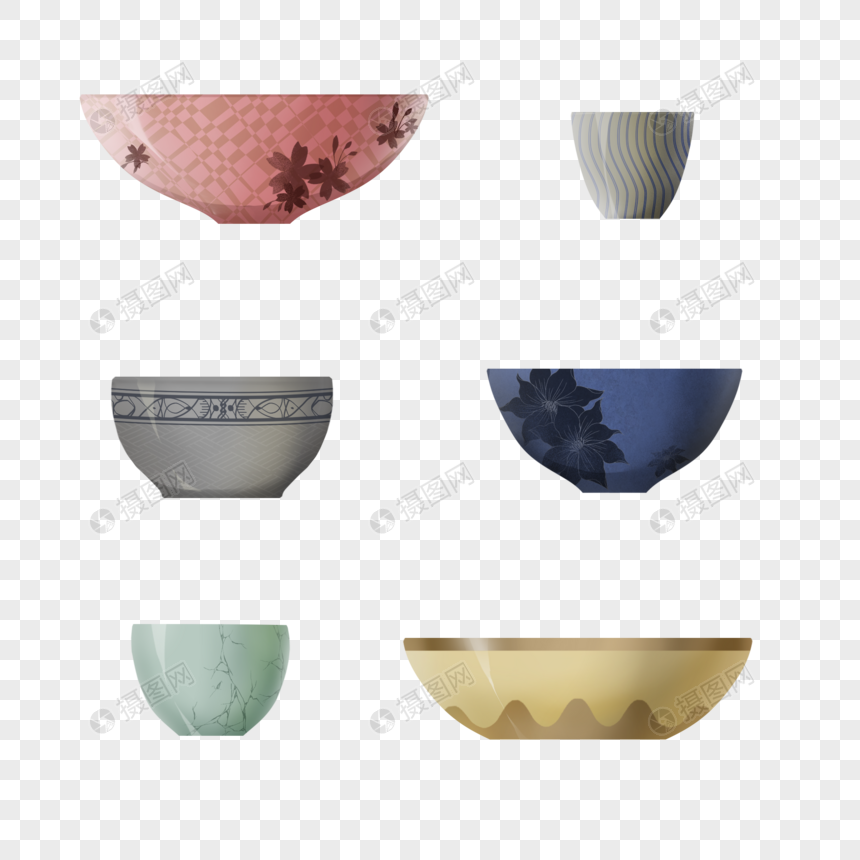 日式陶瓷碗茶杯免抠素材图片