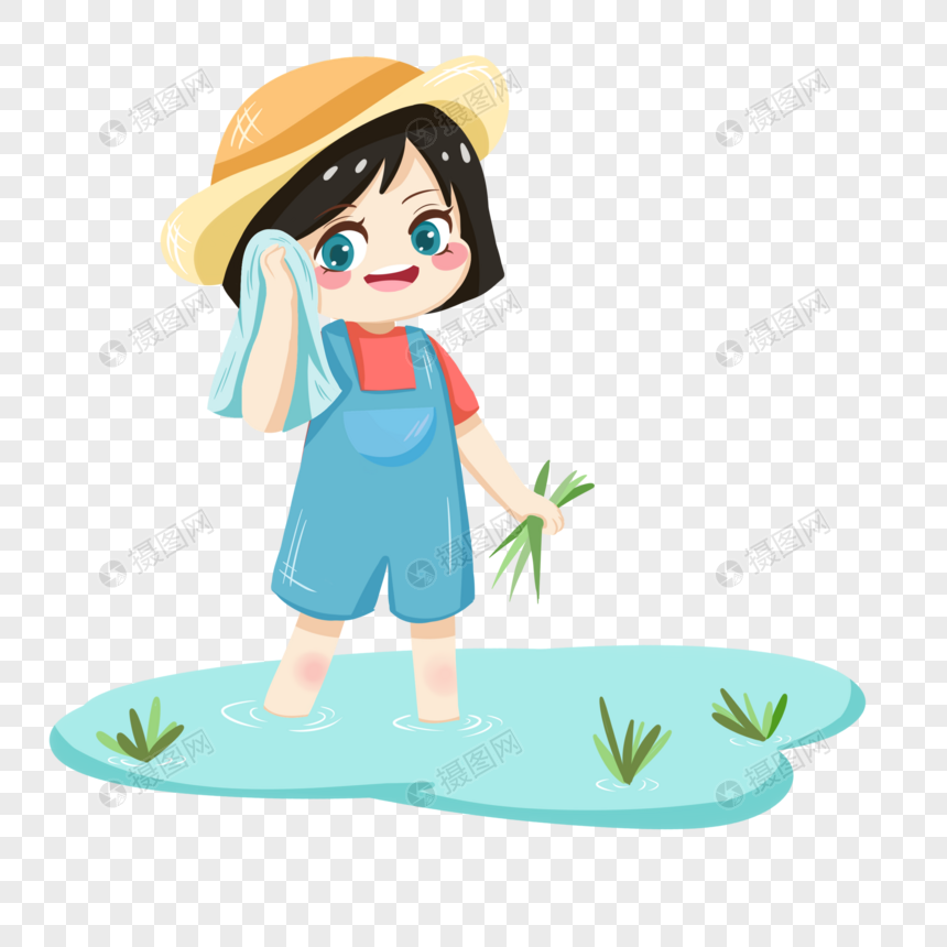 插秧中擦汗