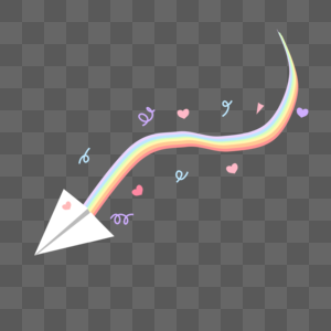 彩虹拖尾纸飞机装饰图案图片