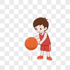 孩子玩篮球卡通元素图片