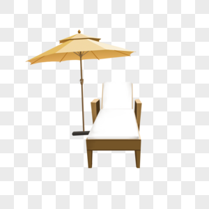 躺椅遮阳伞卡通元素图片