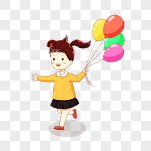 拿着气球奔跑的女孩图片