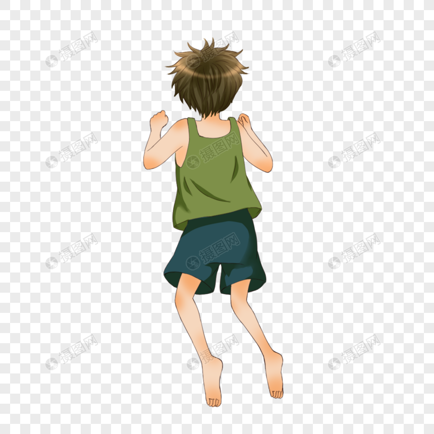 儿童节男孩背影