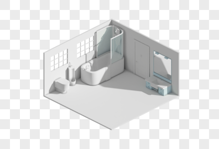 住宅室内厕所模型高清图片