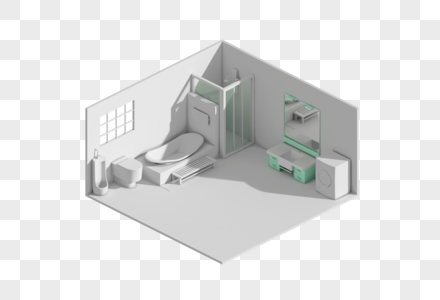 住宅室内厕所模型高清图片