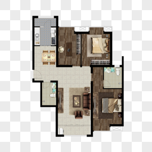 两室一厅家装平面图图片