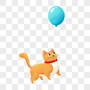 叼着气球的小猫高清图片