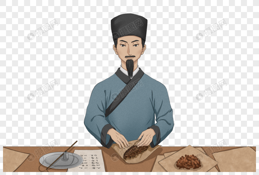免抠元素 手绘/卡通元素 中医抓药.png