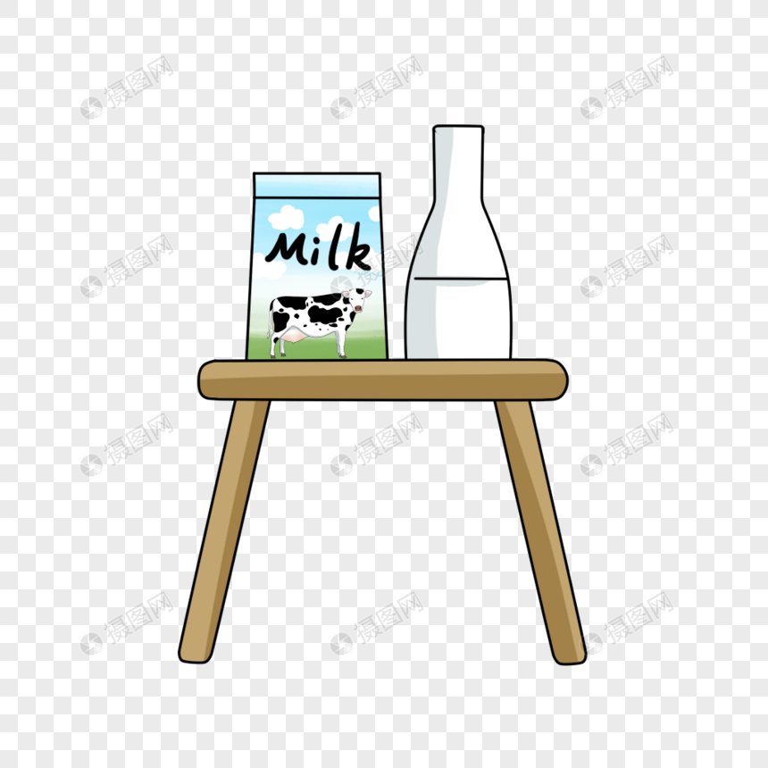 凳子上的牛奶图片
