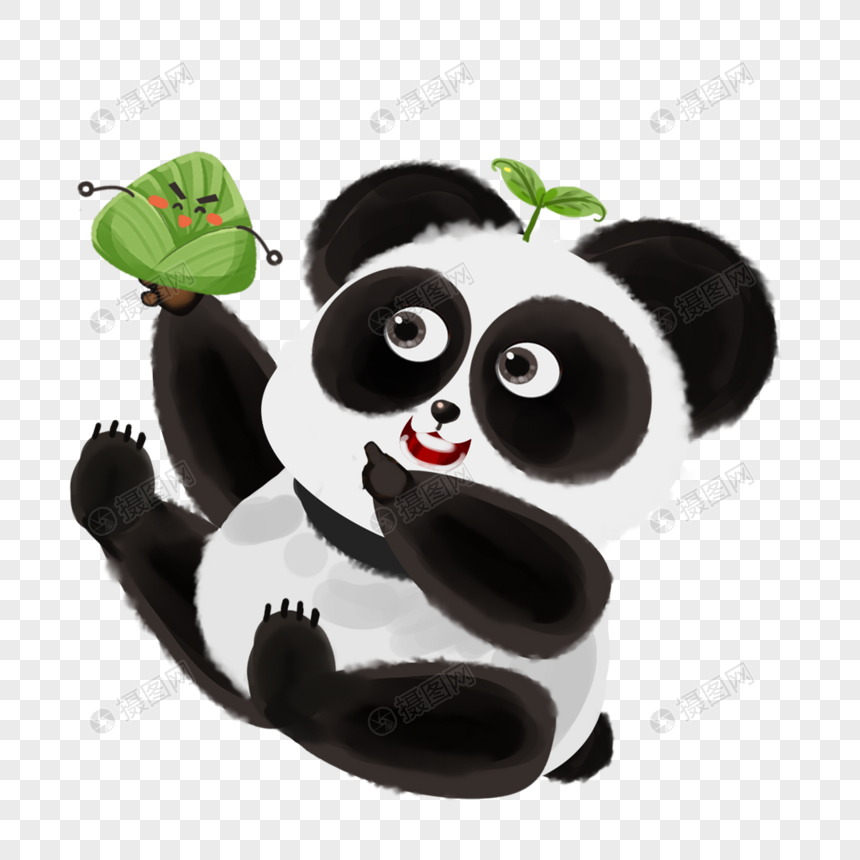 拿着粽子的熊猫图片