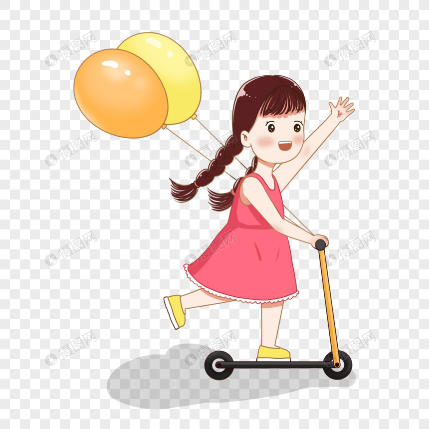 骑滑板车的女孩