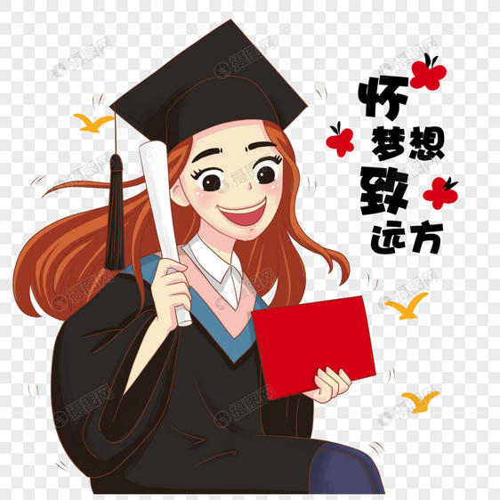 穿着学士服得女生图片