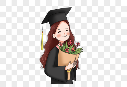 穿学士服抱着花的女生高清图片