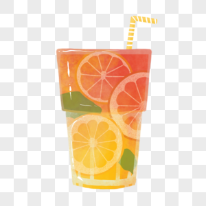 夏季柠檬橘子果汁饮品图片