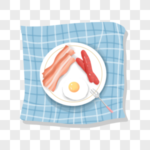夏天荷包蛋火腿早餐图片