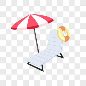 躺椅遮阳伞游泳圈卡通元素图片