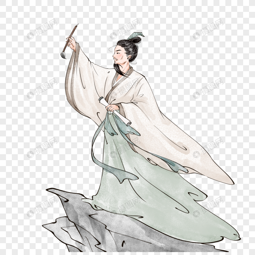 古风水墨屈原