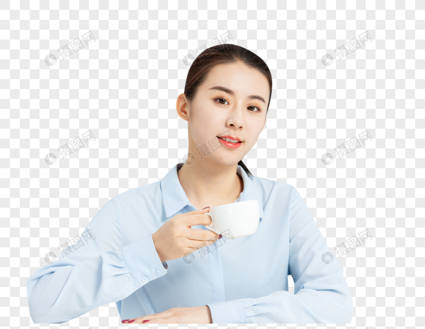 青年商务女性喝咖啡图片