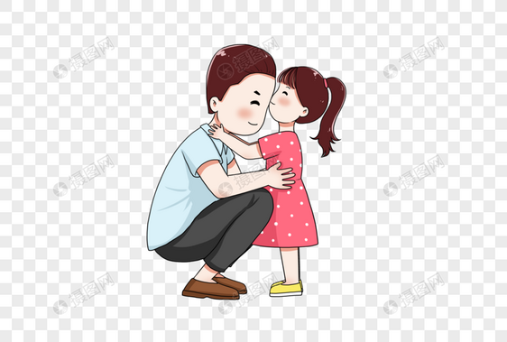 小女孩亲吻爸爸图片