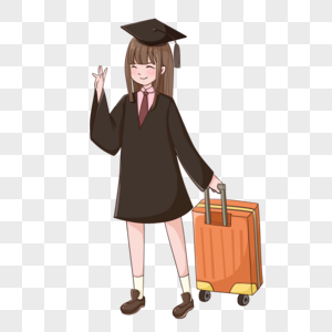 女孩毕业拖行李箱离开图片
