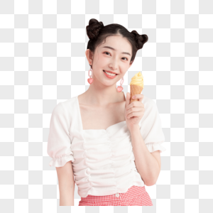 手拿冰淇淋的可爱女孩图片