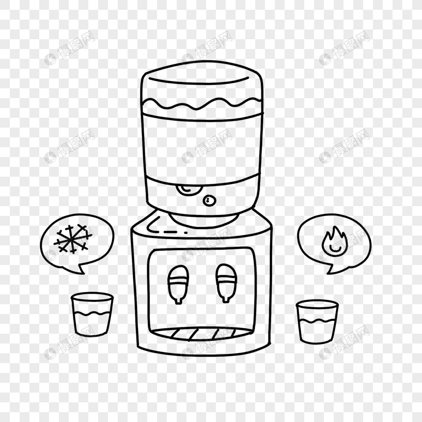 免抠元素 手绘/卡通元素 饮水机简笔画.png