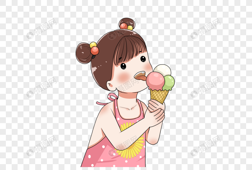 吃冰激凌的小女孩