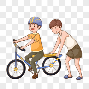 爸爸陪孩子学自行车图片