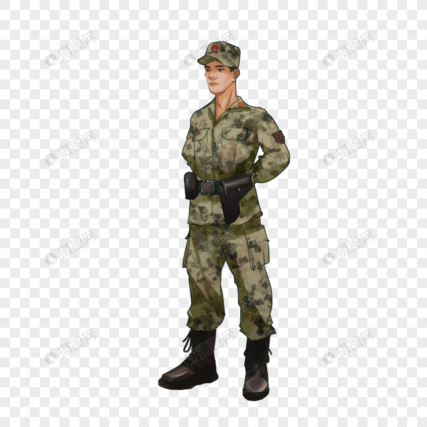 免抠元素 手绘/卡通元素 军人.png