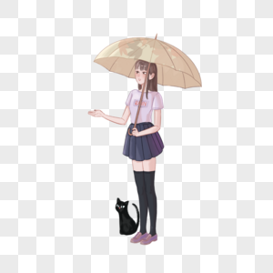 下雨打伞的女孩图片