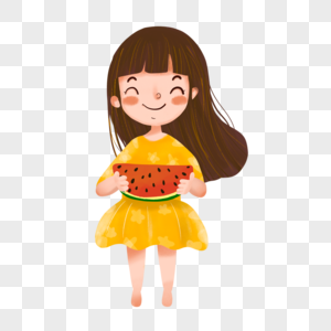 坐着吃瓜的女孩图片