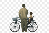 骑车带孩子的父亲图片