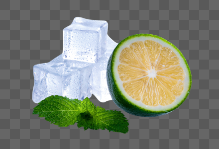 青柠檬薄荷薄荷冰块高清图片