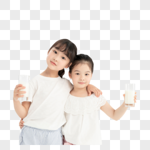 小女孩喝牛奶形象高清图片