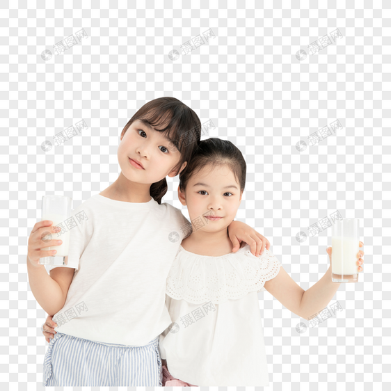 小女孩喝牛奶形象图片