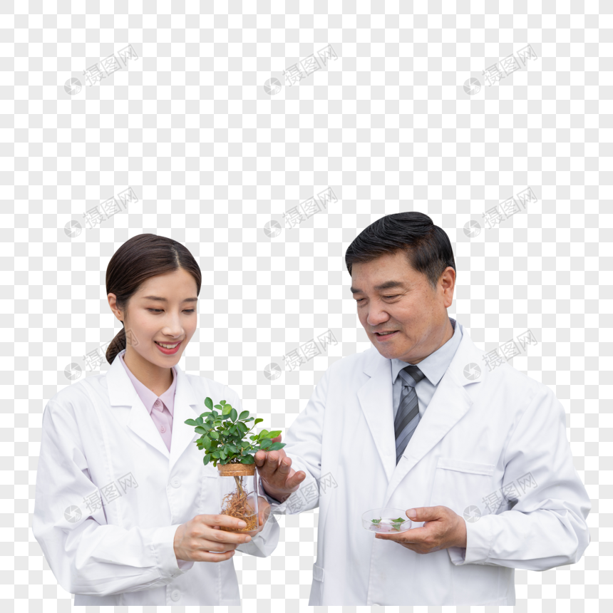 手捧植物幼苗的农业培育科学家图片