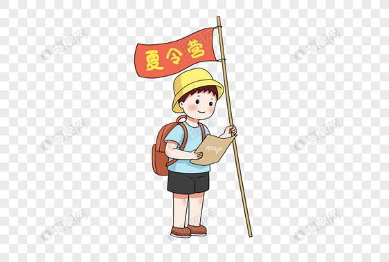 举着旗子看地图的小孩图片