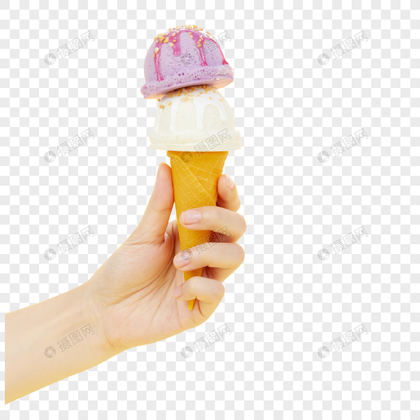 香草香芋双色甜筒冰淇淋球图片