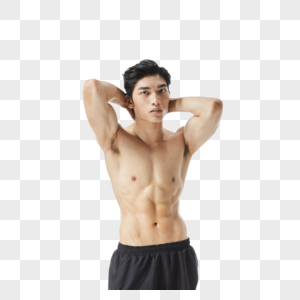 运动男性肌肉拉伸高清图片