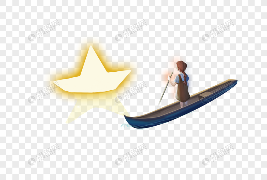 划船看星星的女孩图片