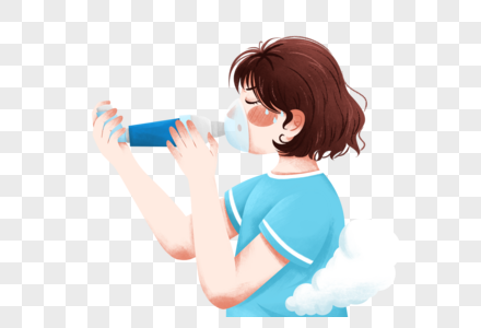 哮喘女孩哮喘标志高清图片