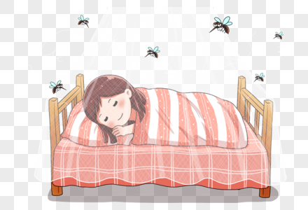 安睡的女孩夏季鸣虫高清图片