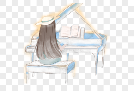 弹钢琴的女孩高清图片