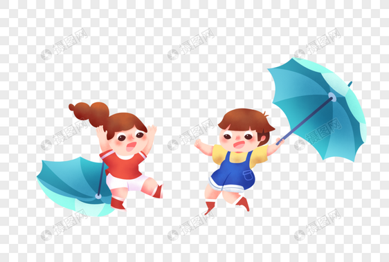 下雨玩水的孩子图片