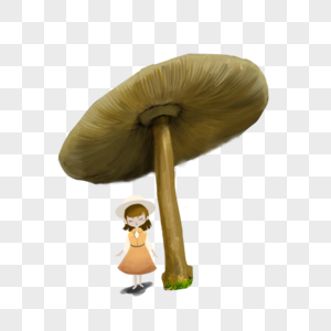 蘑菇下的女孩图片