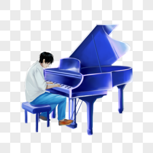 弹钢琴的少年高清图片