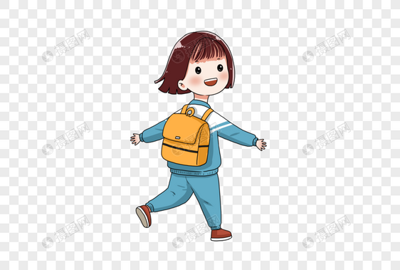 背着书包的小女孩图片