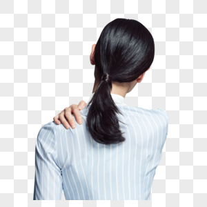 商务女性白领肩颈疼痛特写图片