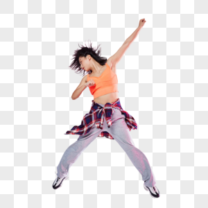 活力街舞女生跳跃动作高清图片