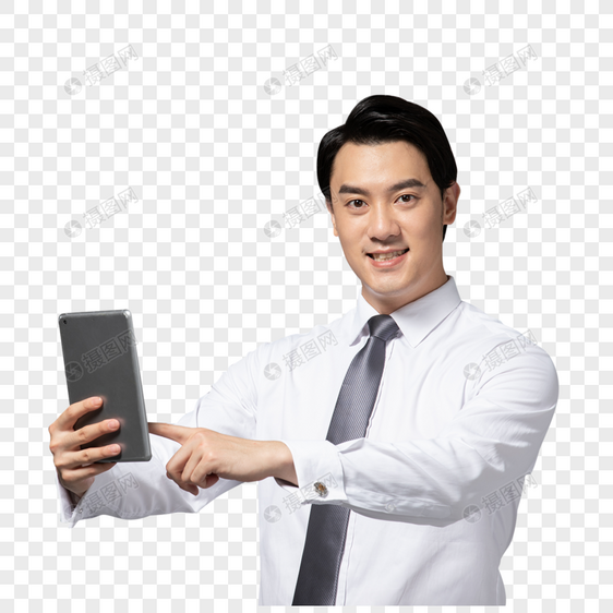 商务男性拿平板电脑图片